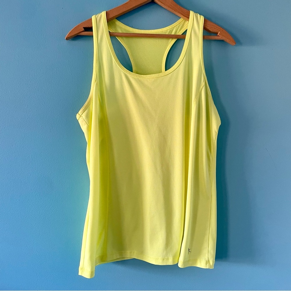 Danskin Neon Yellow Tank Racerback Workout Running Summer Athletic